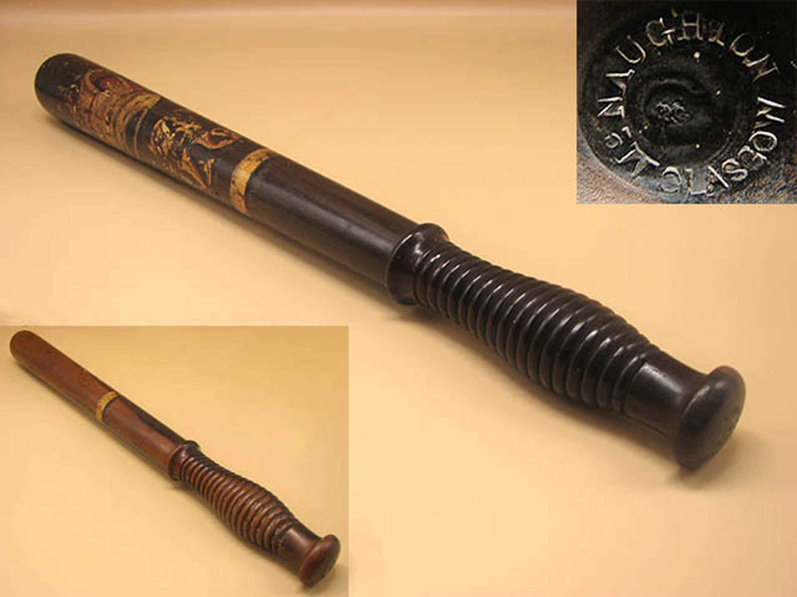 Early Victorian presentation police truncheon inscribed McNaughton Glasgow